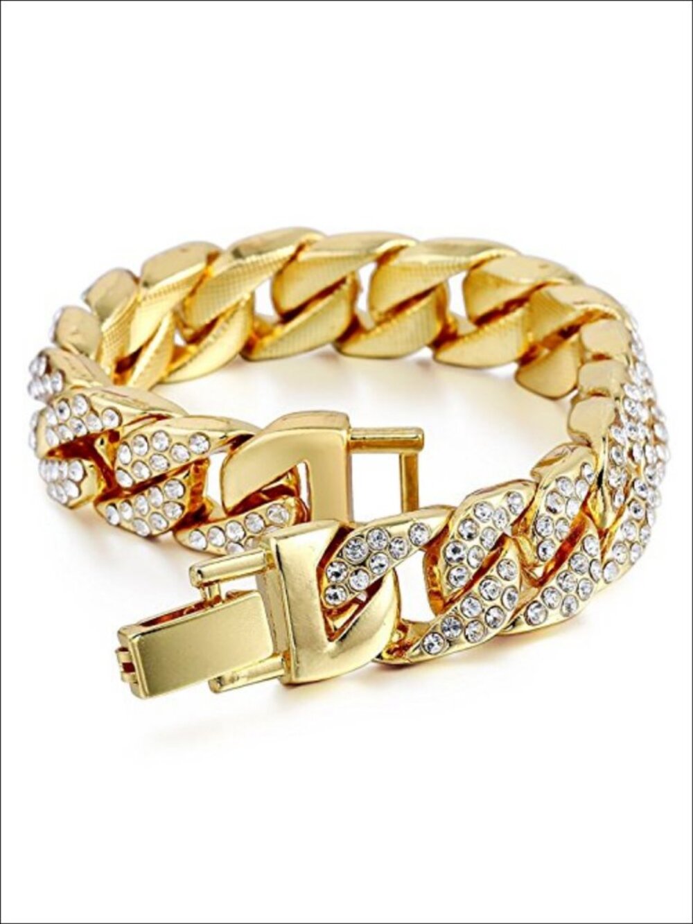 Mens Womens Cuban Link Bracelet Stainless Steel Chain Hip Hop 18k Gold Plated